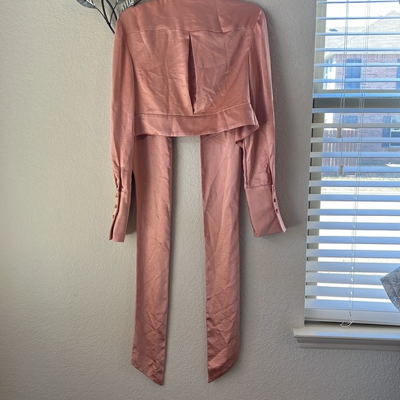 Significant Other Emile Top Papaya Pink Satin Long Sleeve - Picture 8 of 10